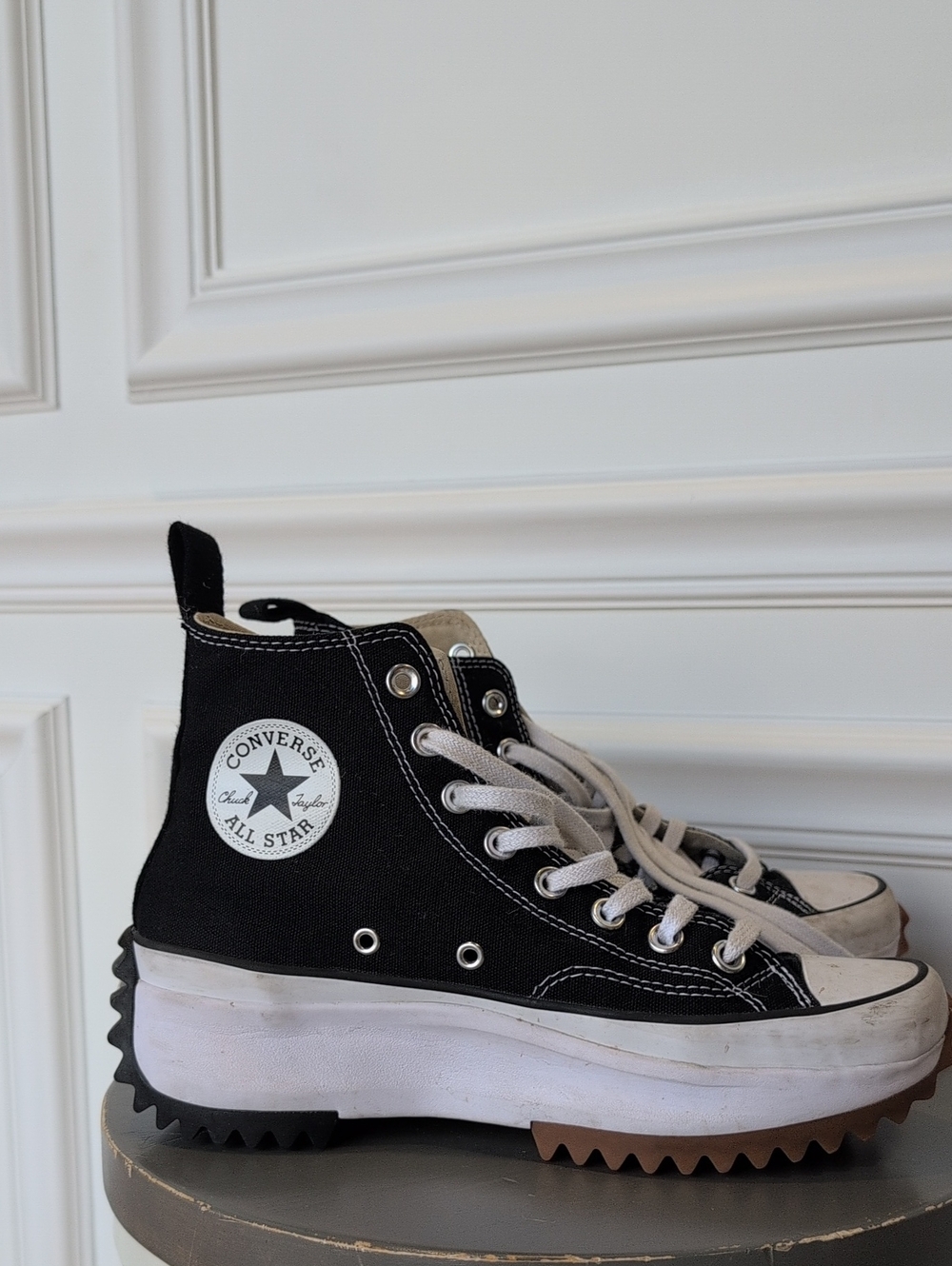Converse Black and White High-Top Platform Sneakers